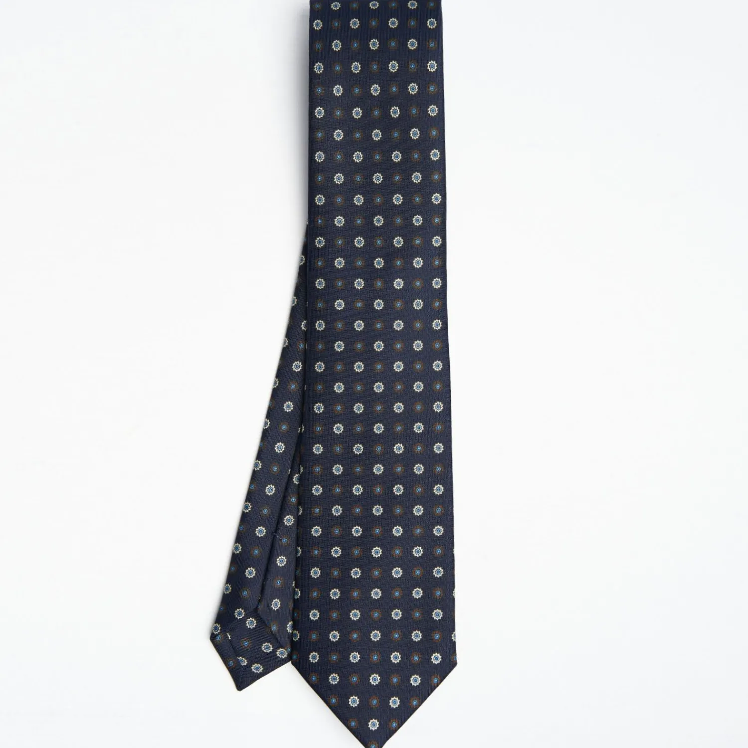 Dark Blue Sartorial Classic Silk Tie Large Flower Pattern>E.Marinella Shop