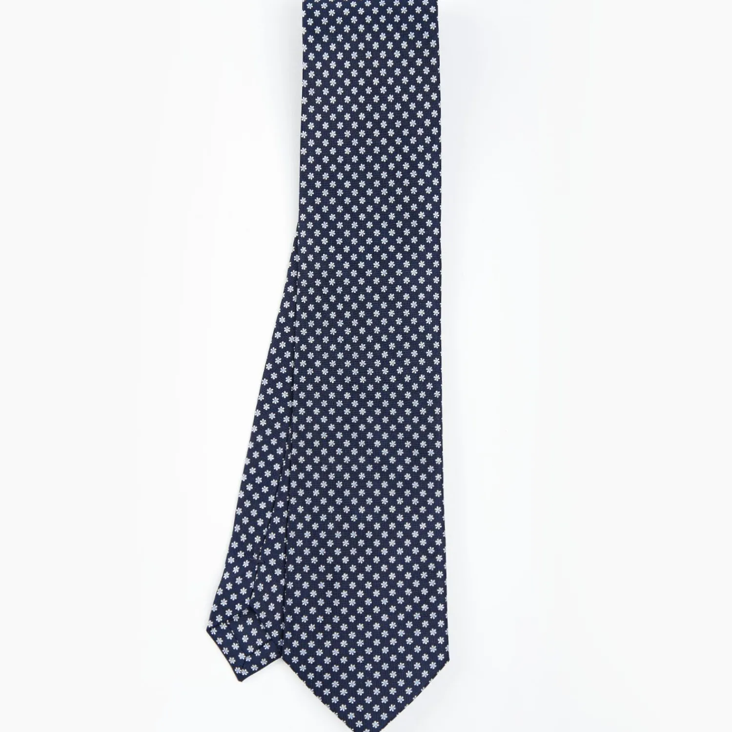 Dark Blue Sartorial Classic Silk Tie - Small Flower Pattern>E.Marinella New