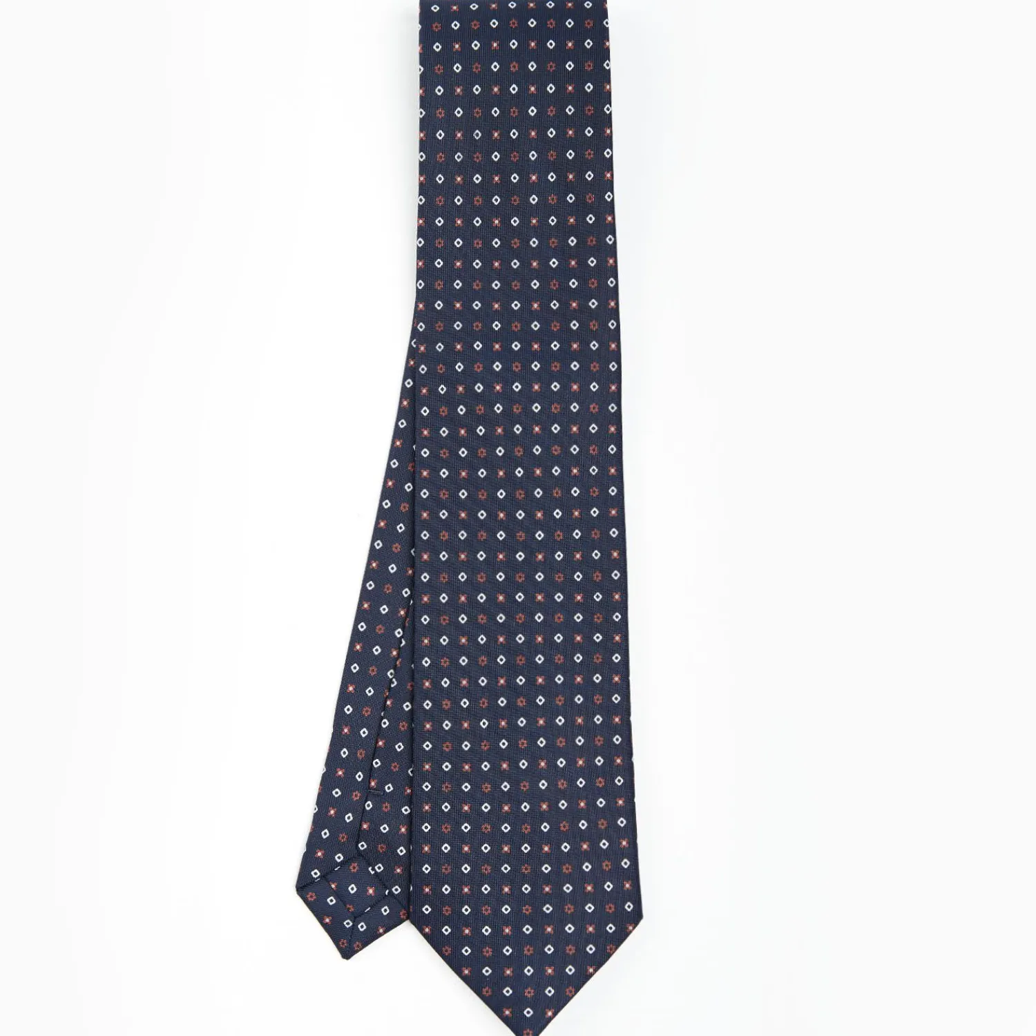 Dark Blue Sartorial Classic Silk Tie - Small Flower Designs>E.Marinella New
