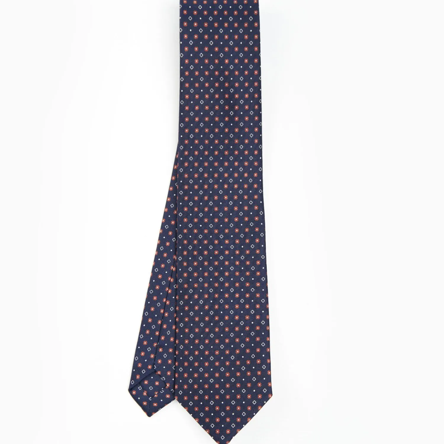 Dark Blue Sartorial Classic Silk Tie - Small Flower Designs>E.Marinella Outlet