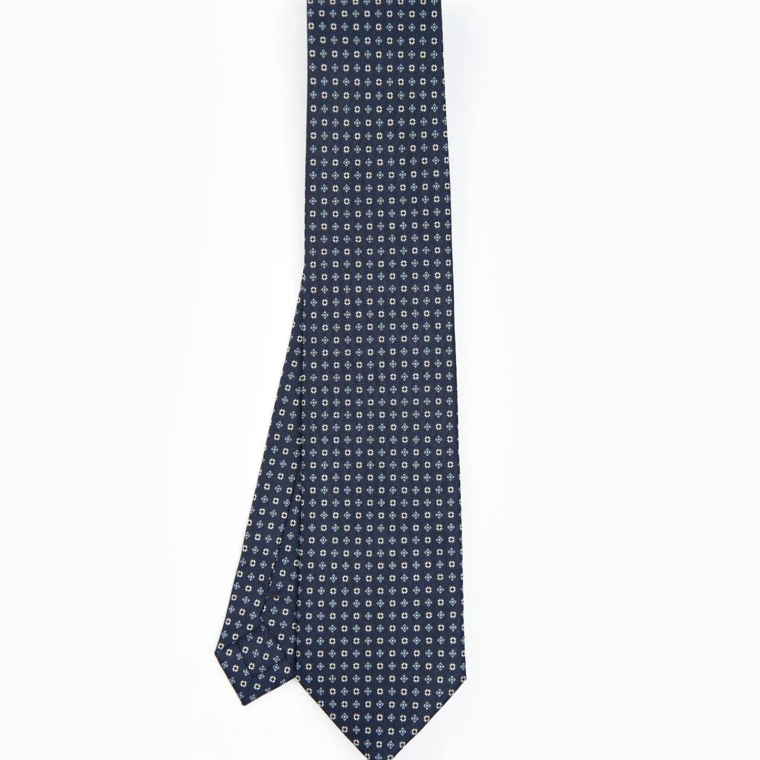Dark Blue Sartorial Classic Silk Tie - Small Flower Designs>E.Marinella New