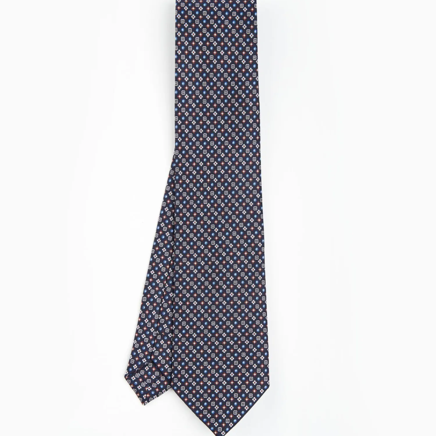 Dark Blue Sartorial Classic Silk Tie - Small Flower Designs>E.Marinella Clearance
