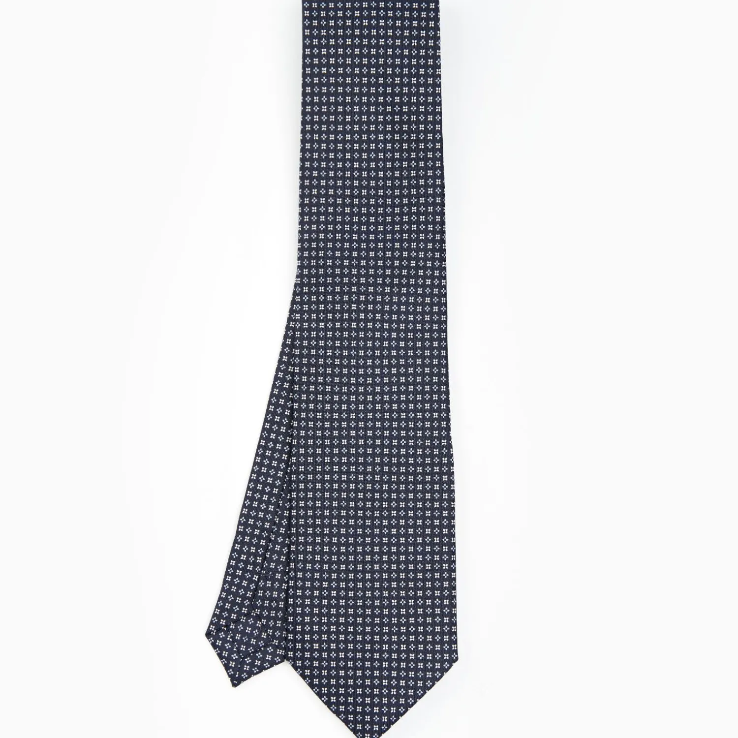 Dark Blue Sartorial Classic Silk Tie - Small Flower Designs>E.Marinella Online