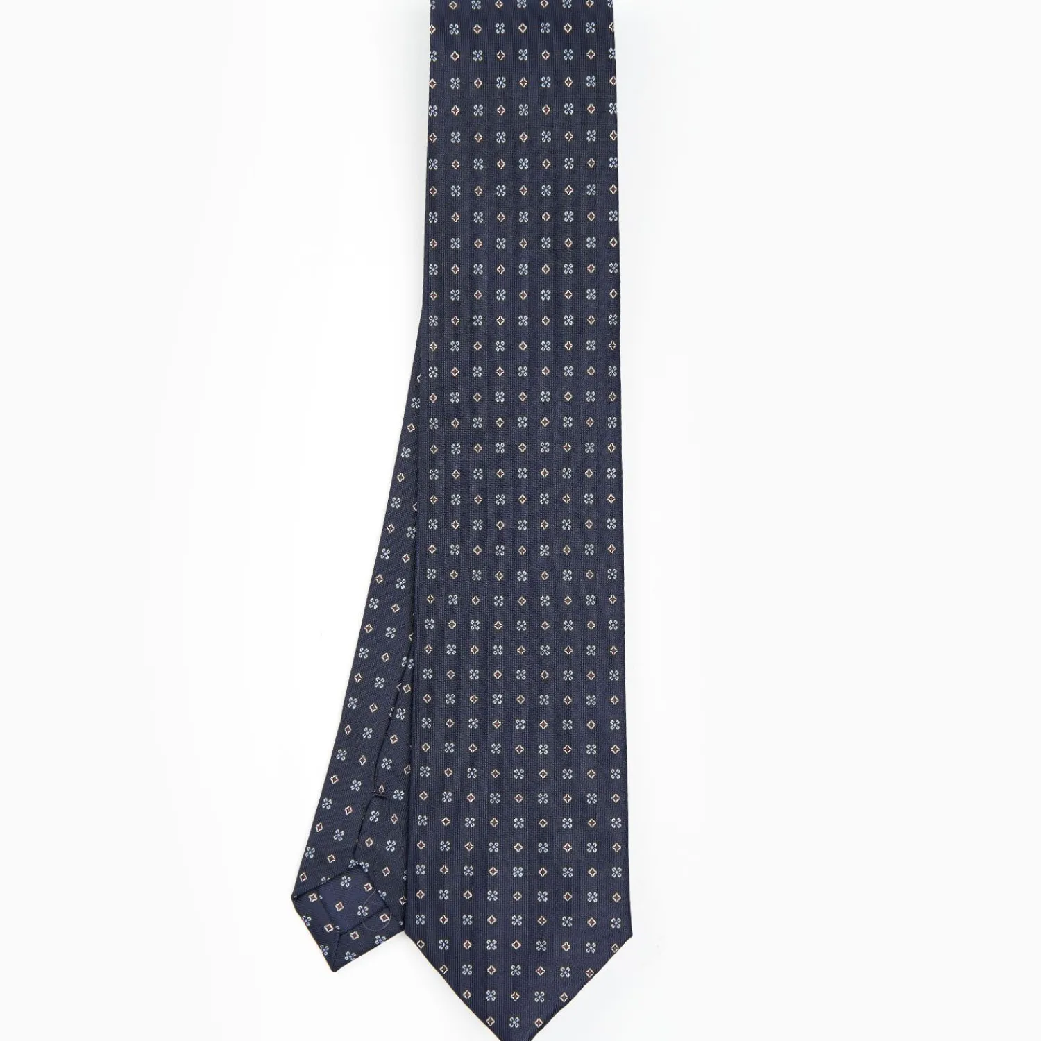 Dark Blue Sartorial Classic Silk Tie - Small Flower Designs>E.Marinella Best