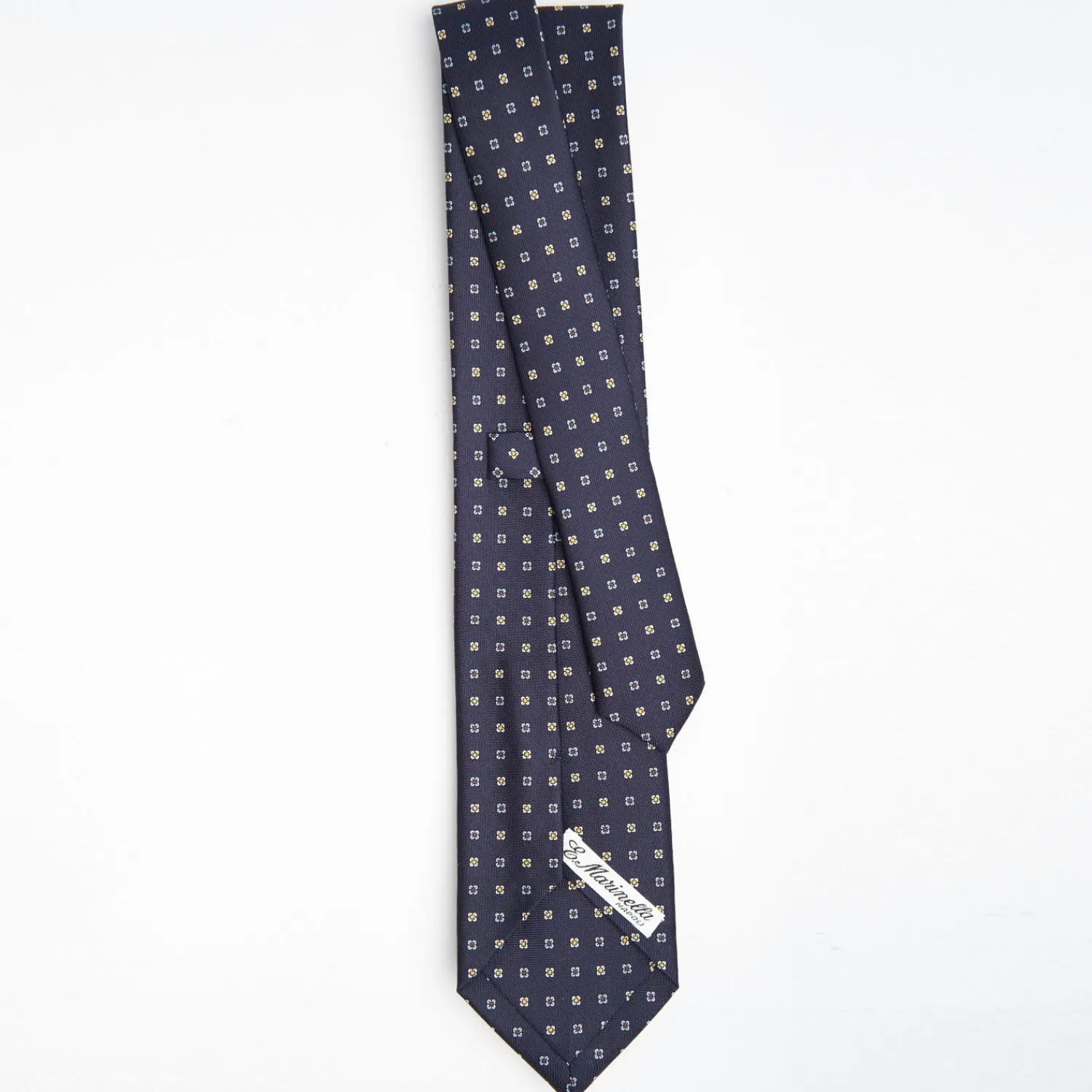 Dark Blue Sartorial Classic Silk Tie Small Flower Pattern>E.Marinella Sale