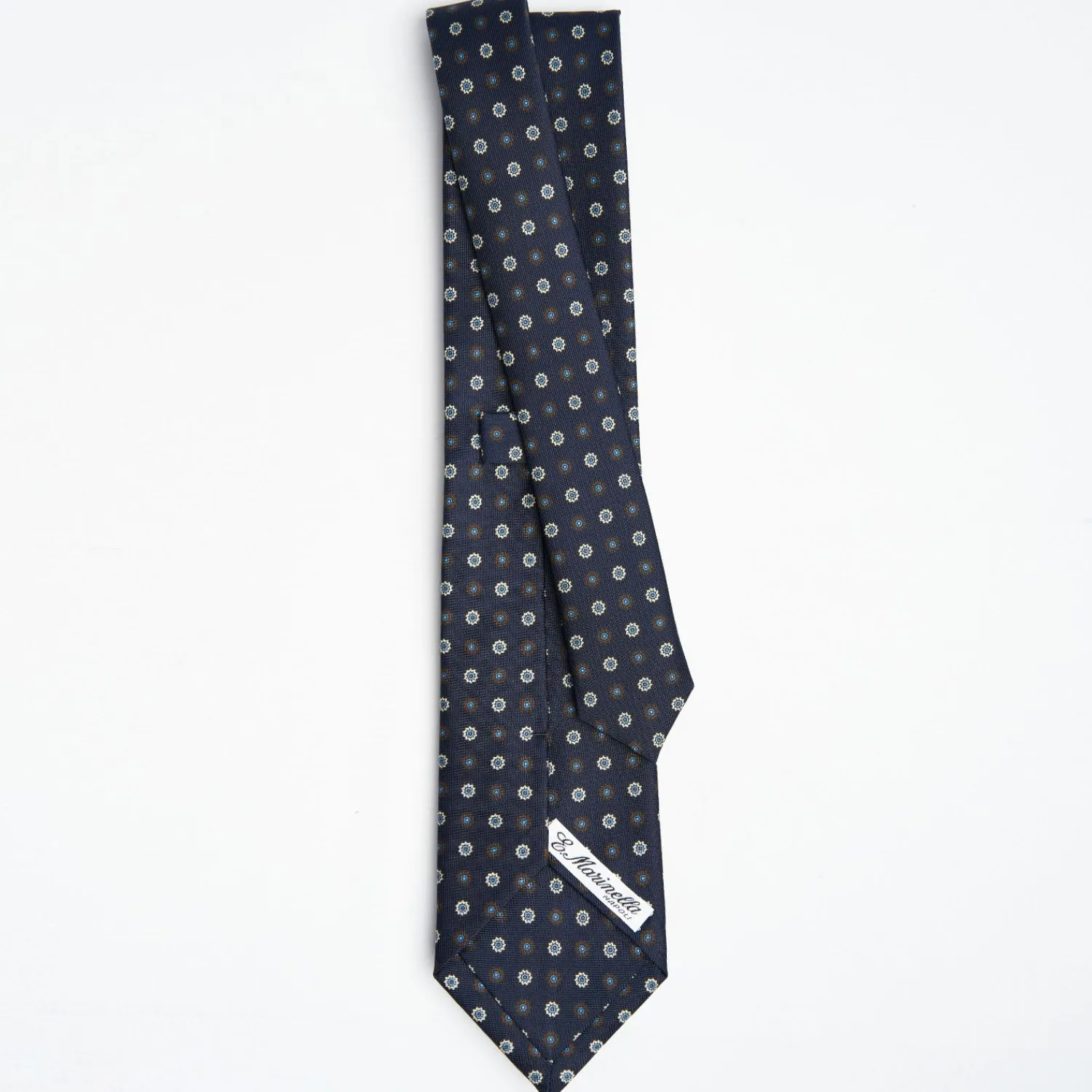 Dark Blue Sartorial Classic Silk Tie Large Flower Pattern>E.Marinella Shop