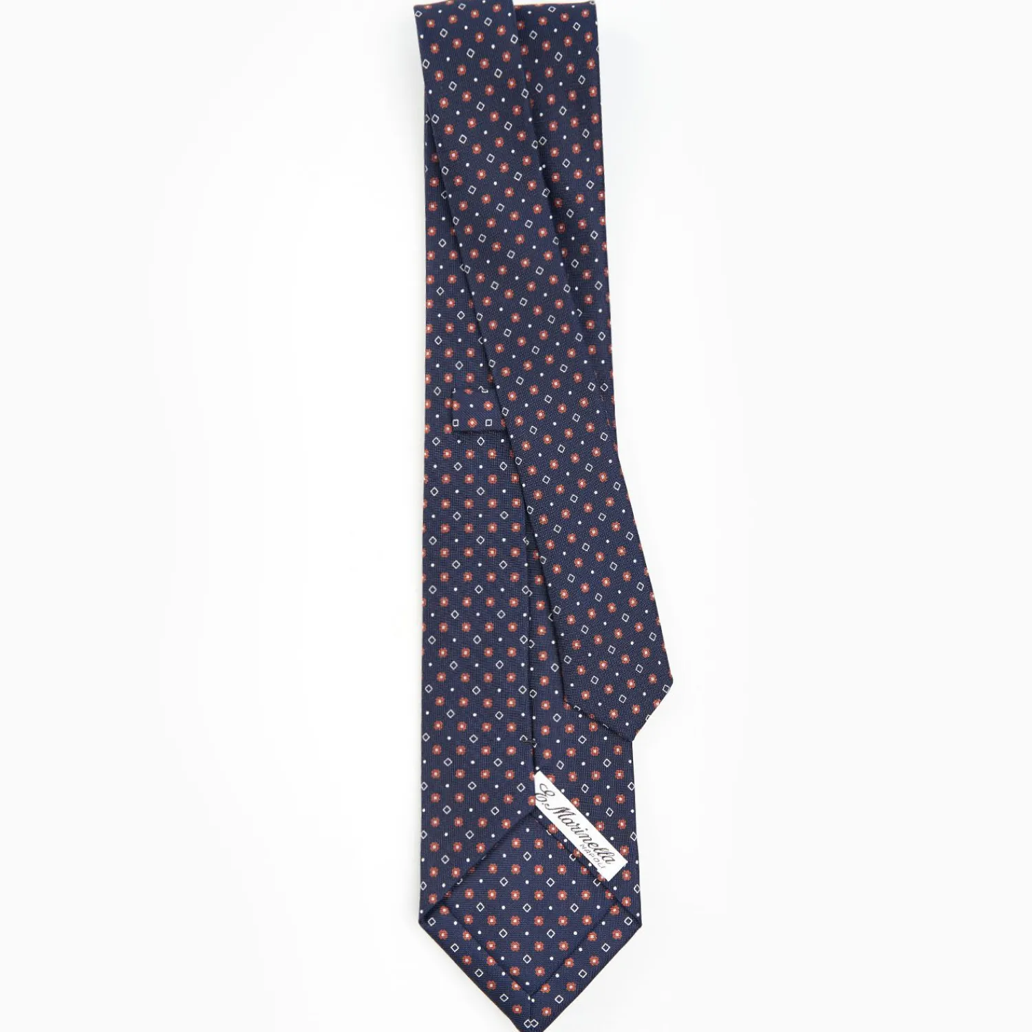Dark Blue Sartorial Classic Silk Tie - Small Flower Designs>E.Marinella Outlet