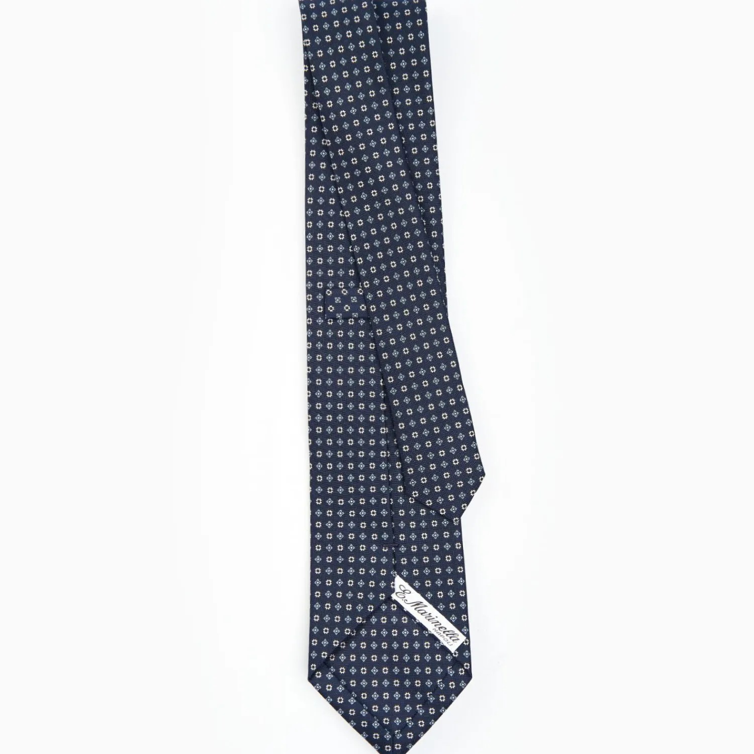 Dark Blue Sartorial Classic Silk Tie - Small Flower Designs>E.Marinella New