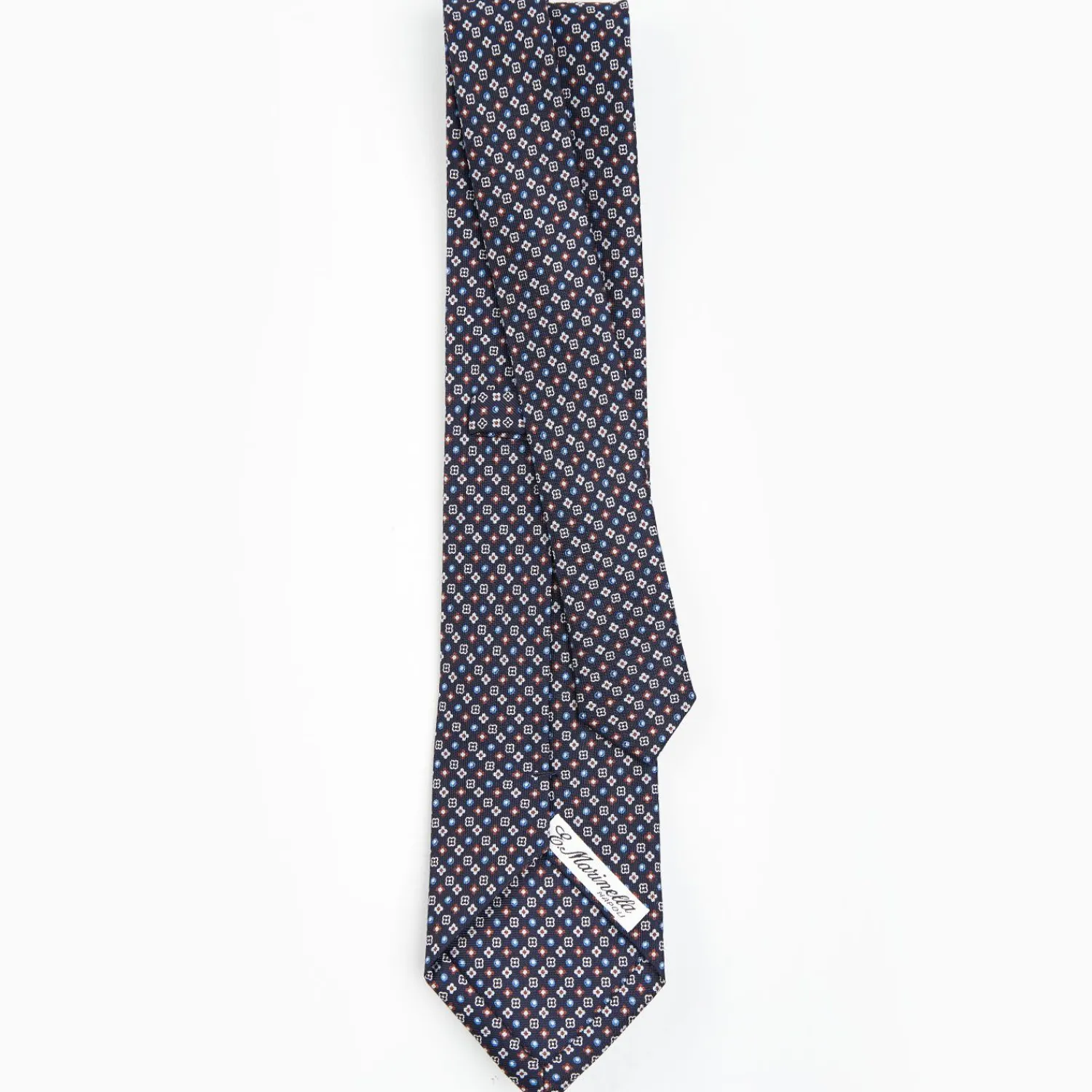 Dark Blue Sartorial Classic Silk Tie - Small Flower Designs>E.Marinella Clearance