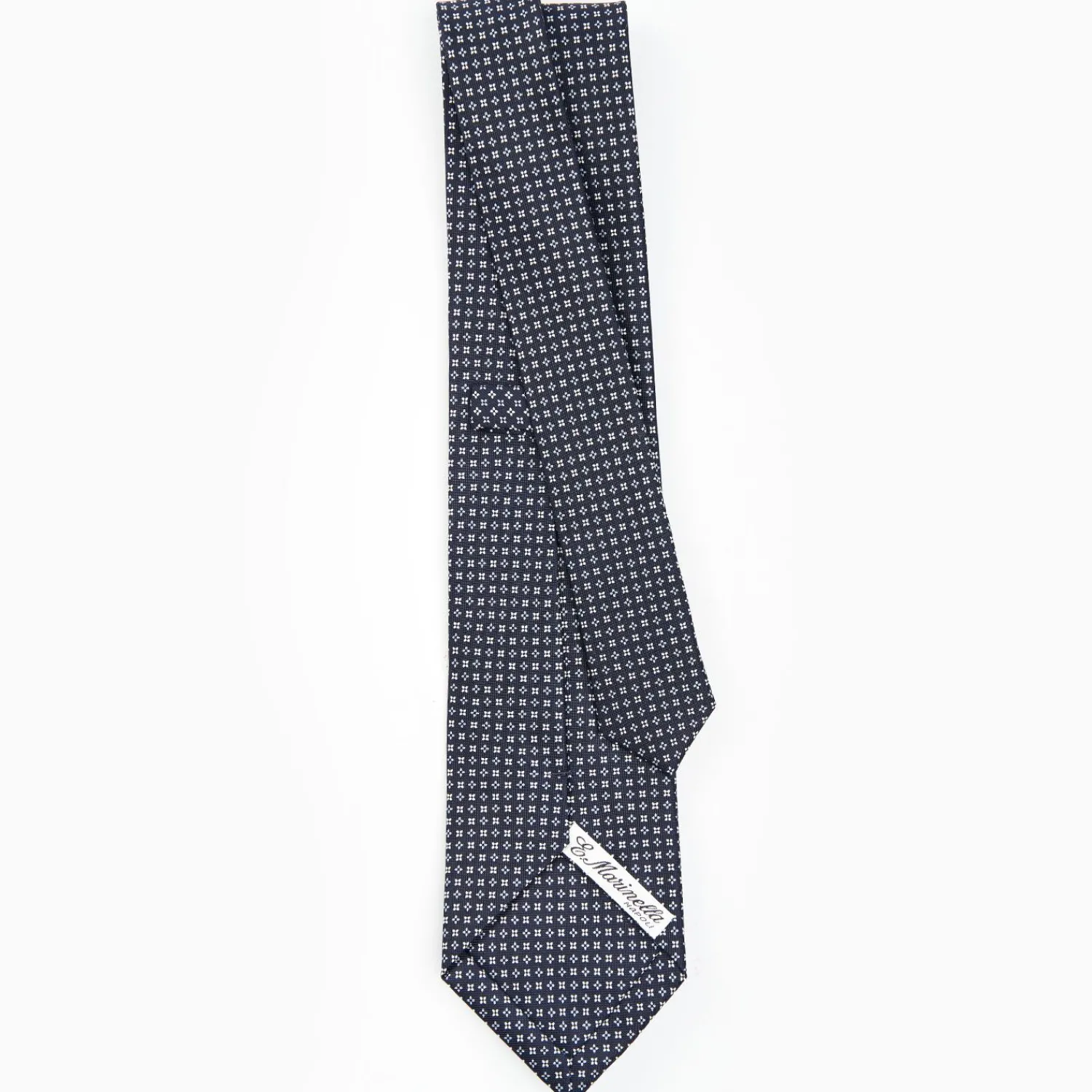 Dark Blue Sartorial Classic Silk Tie - Small Flower Designs>E.Marinella Online