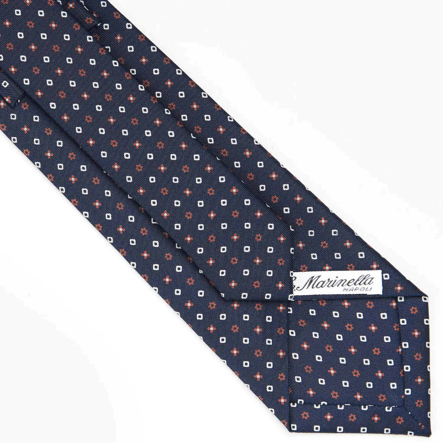 Dark Blue Sartorial Classic Silk Tie - Small Flower Designs>E.Marinella New