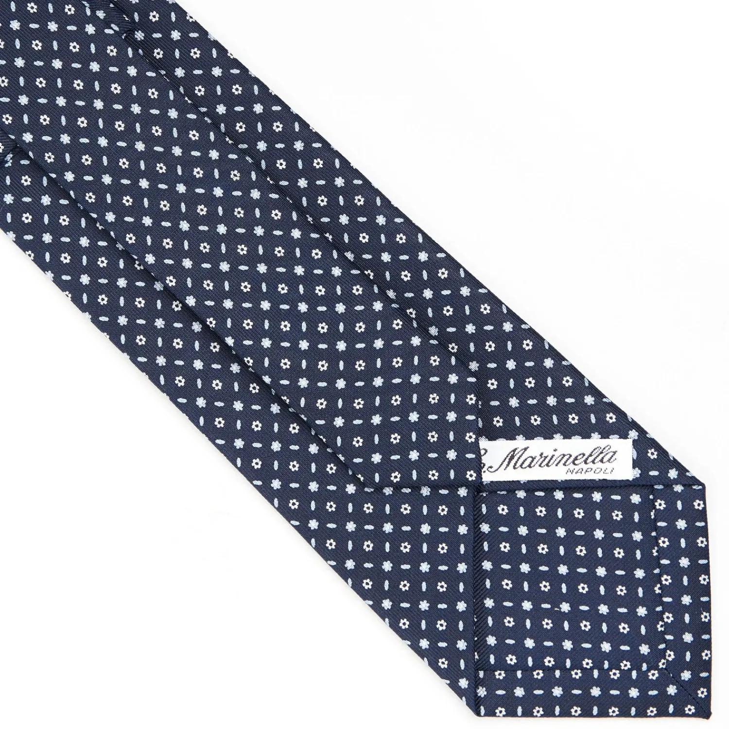 Dark Blue Sartorial Classic Silk Tie - Small Flower Designs>E.Marinella Clearance