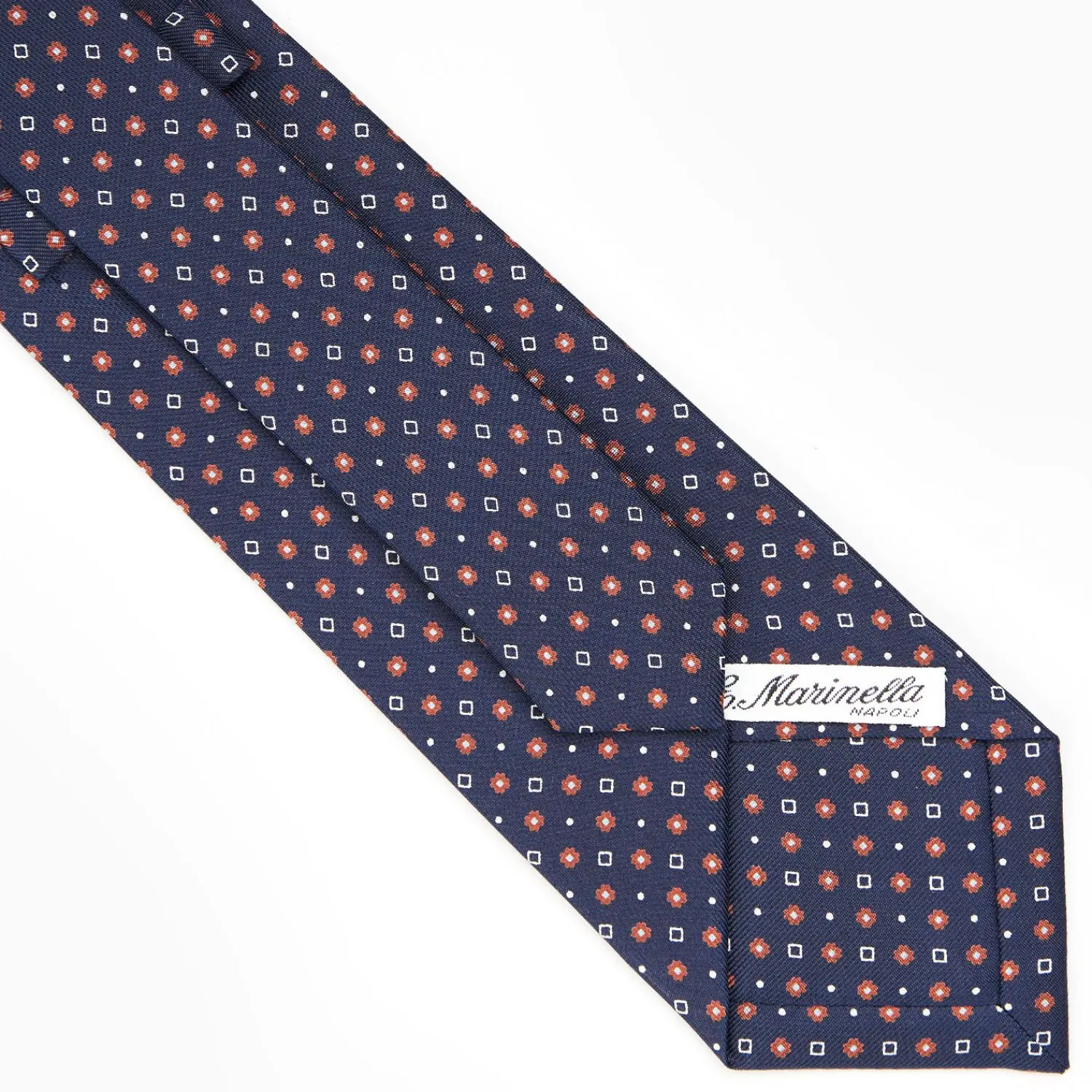 Dark Blue Sartorial Classic Silk Tie - Small Flower Designs>E.Marinella Outlet