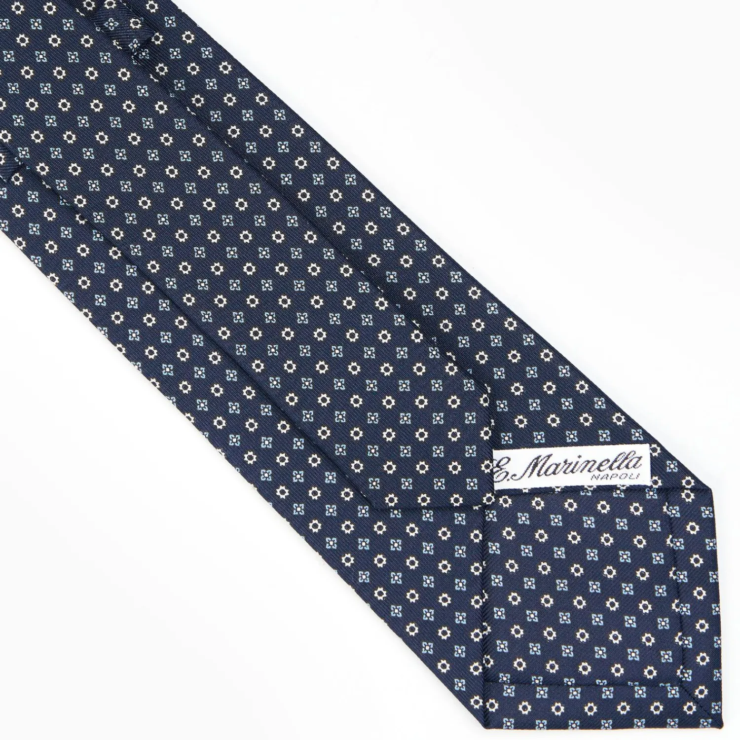 Dark Blue Sartorial Classic Silk Tie - Small Flower Designs>E.Marinella New