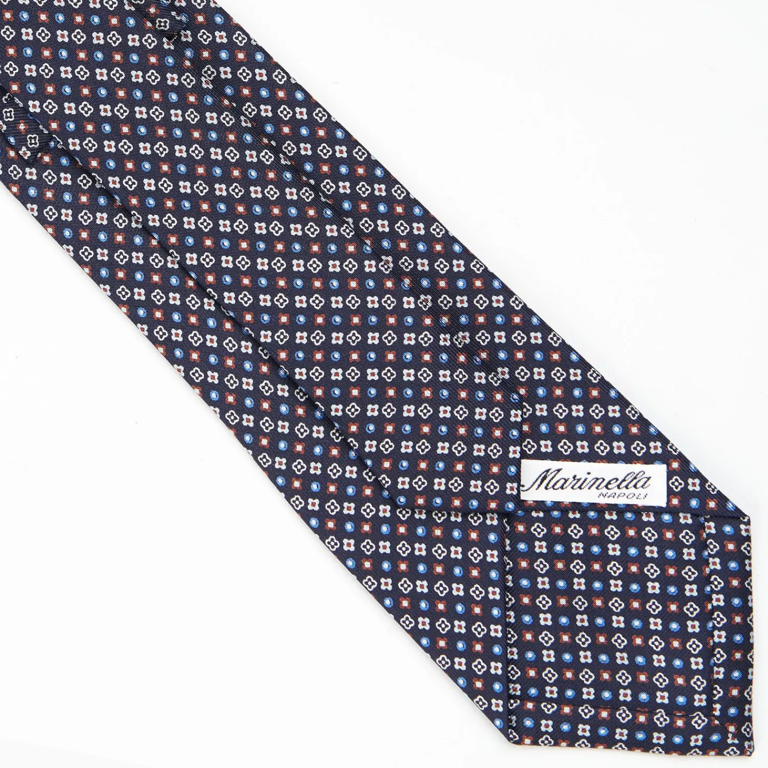 Dark Blue Sartorial Classic Silk Tie - Small Flower Designs>E.Marinella Clearance