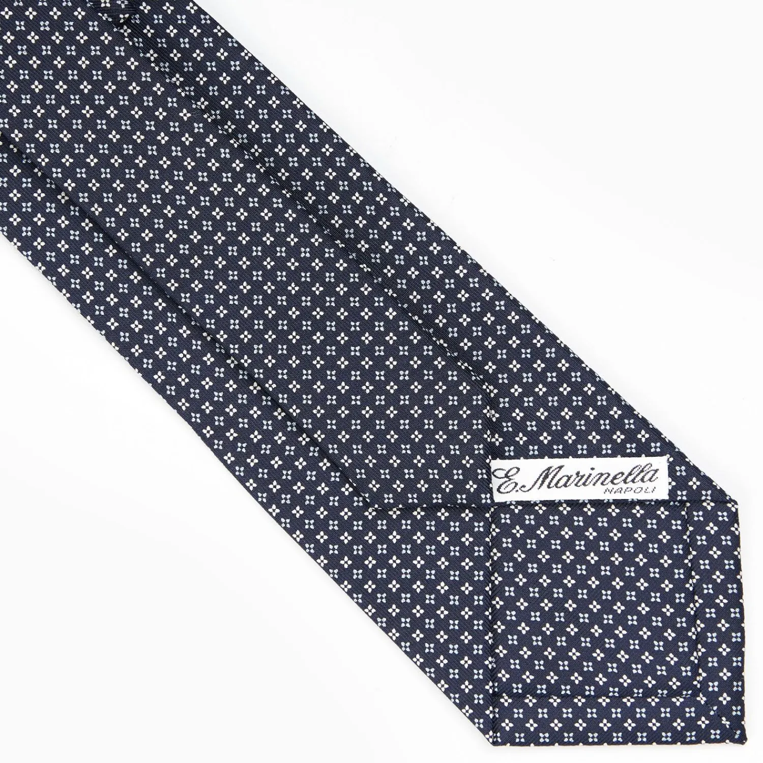 Dark Blue Sartorial Classic Silk Tie - Small Flower Designs>E.Marinella Online