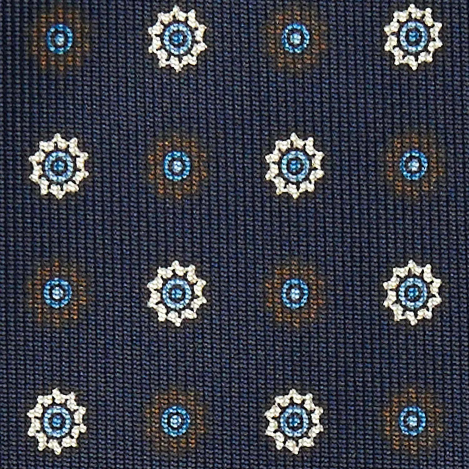 Dark Blue Sartorial Classic Silk Tie Large Flower Pattern>E.Marinella Shop