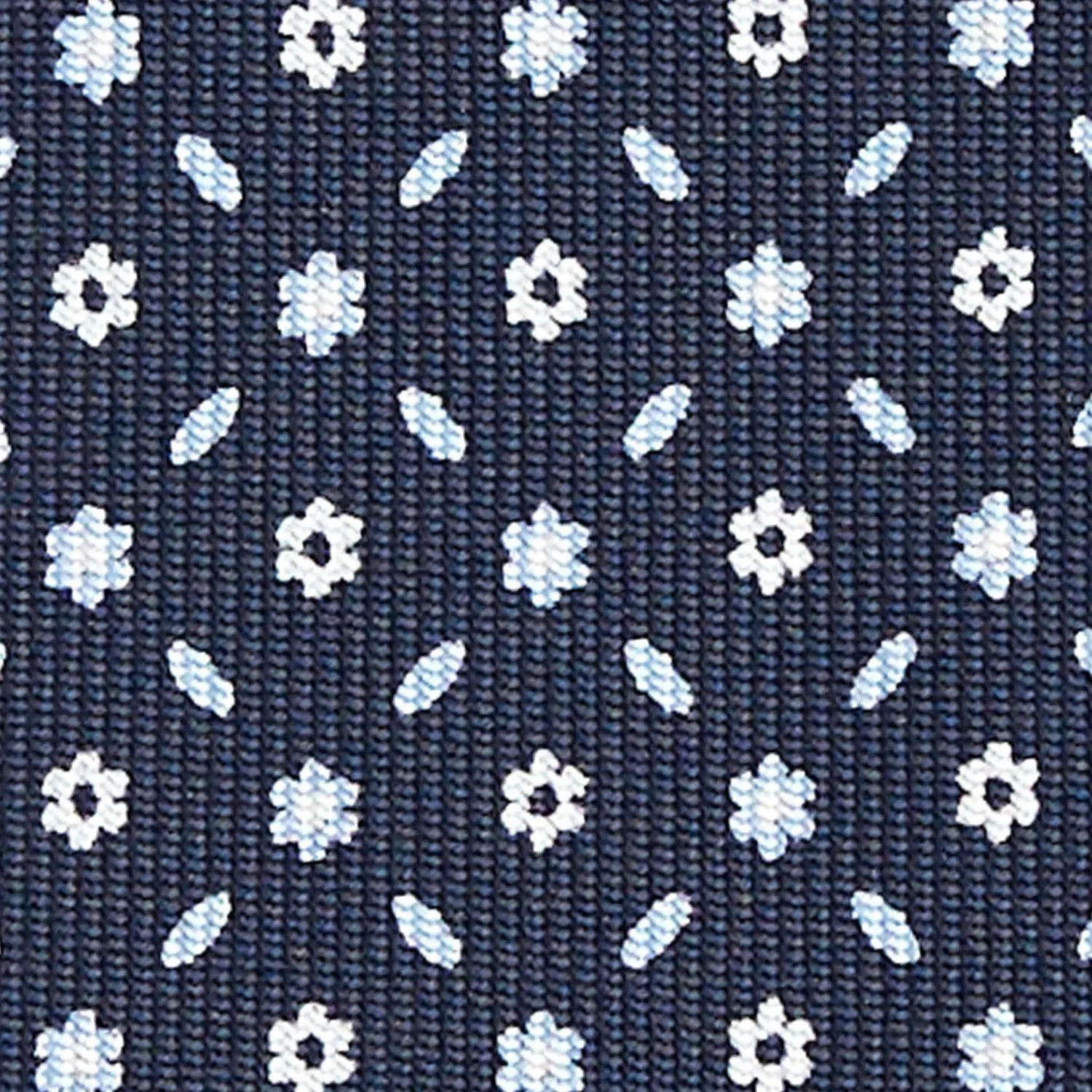 Dark Blue Sartorial Classic Silk Tie - Small Flower Designs>E.Marinella Clearance