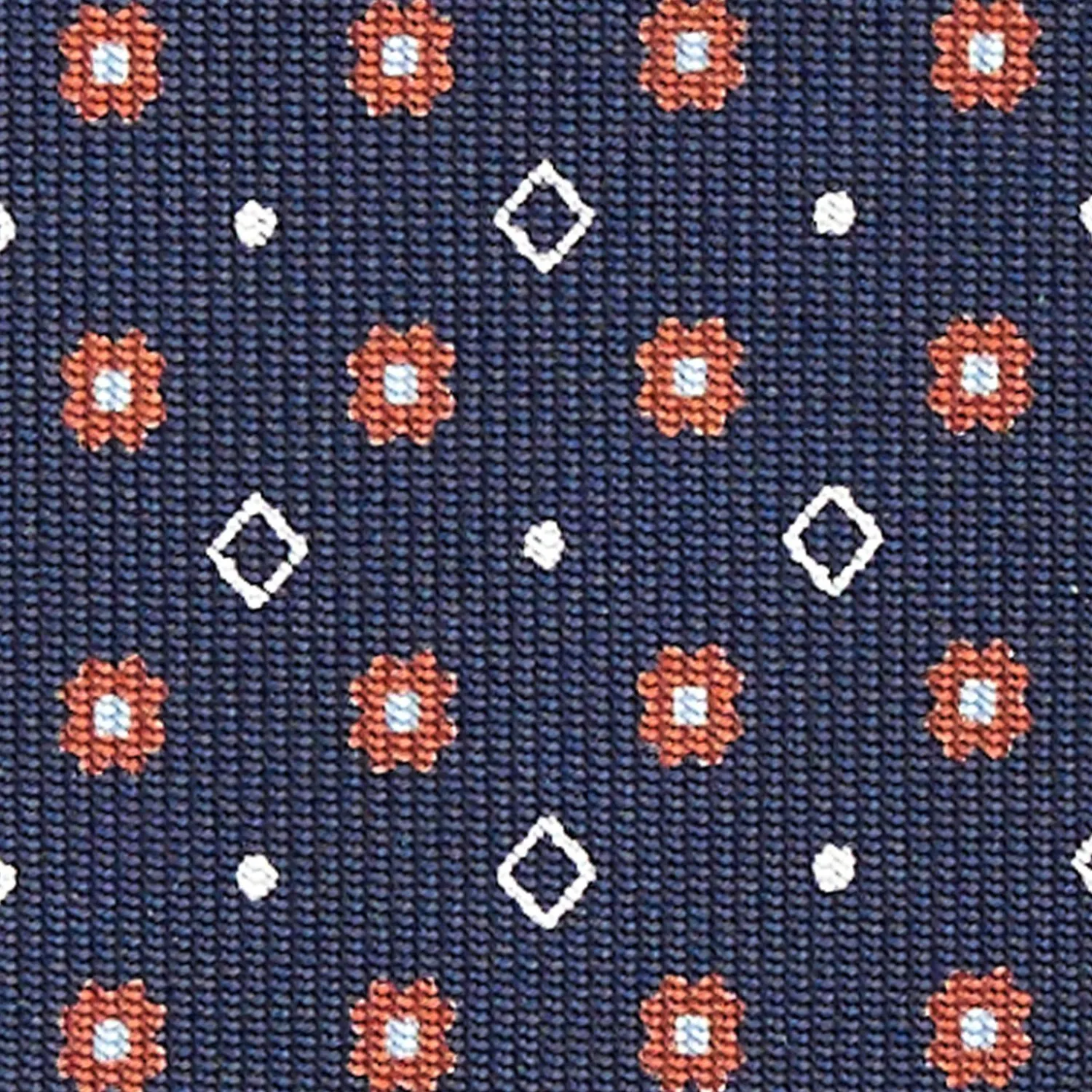 Dark Blue Sartorial Classic Silk Tie - Small Flower Designs>E.Marinella Outlet