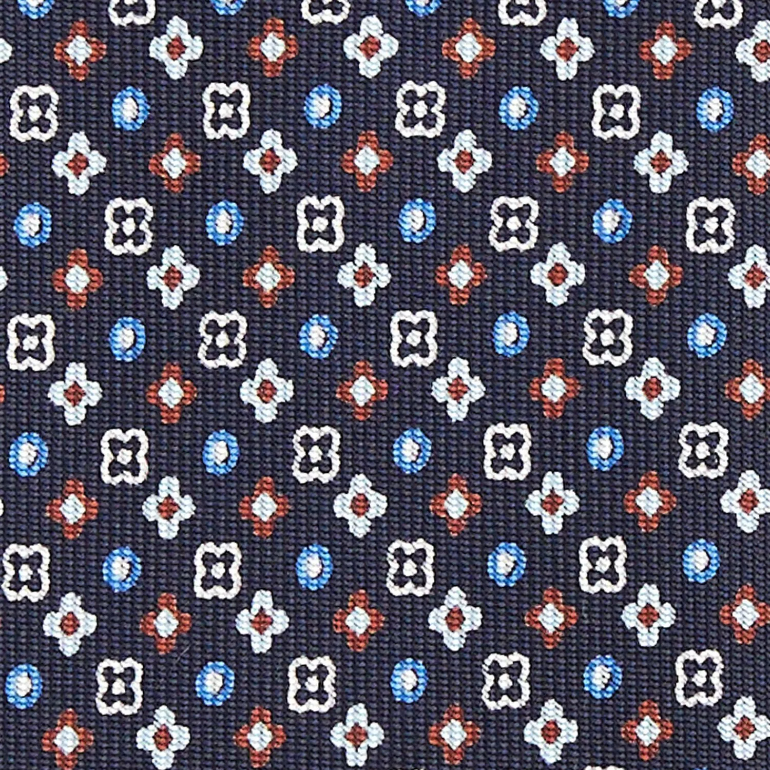 Dark Blue Sartorial Classic Silk Tie - Small Flower Designs>E.Marinella Clearance