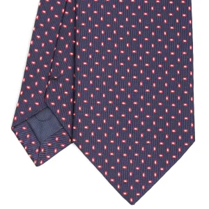 Dark Blue Sartorial Jacquard Silk Tie - Small Geometric Pattern>E.Marinella Cheap