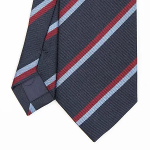 Dark Blue Sartorial Striped Silk Tie>E.Marinella Outlet