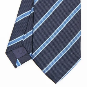 Dark Blue Sartorial Striped Silk Tie>E.Marinella Sale