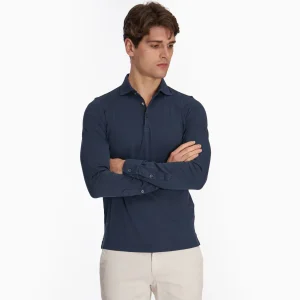 Dark Blue Short Sleeve Knitted Polo>E.Marinella Best Sale
