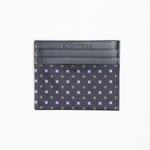 Dark Blue Silk And Leather Credit Card Holder 5 Compartments>E.Marinella Cheap