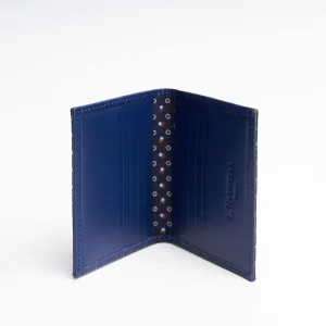 Dark Blue Silk And Leather Folding Card Holder - 10 Compartments>E.Marinella Outlet