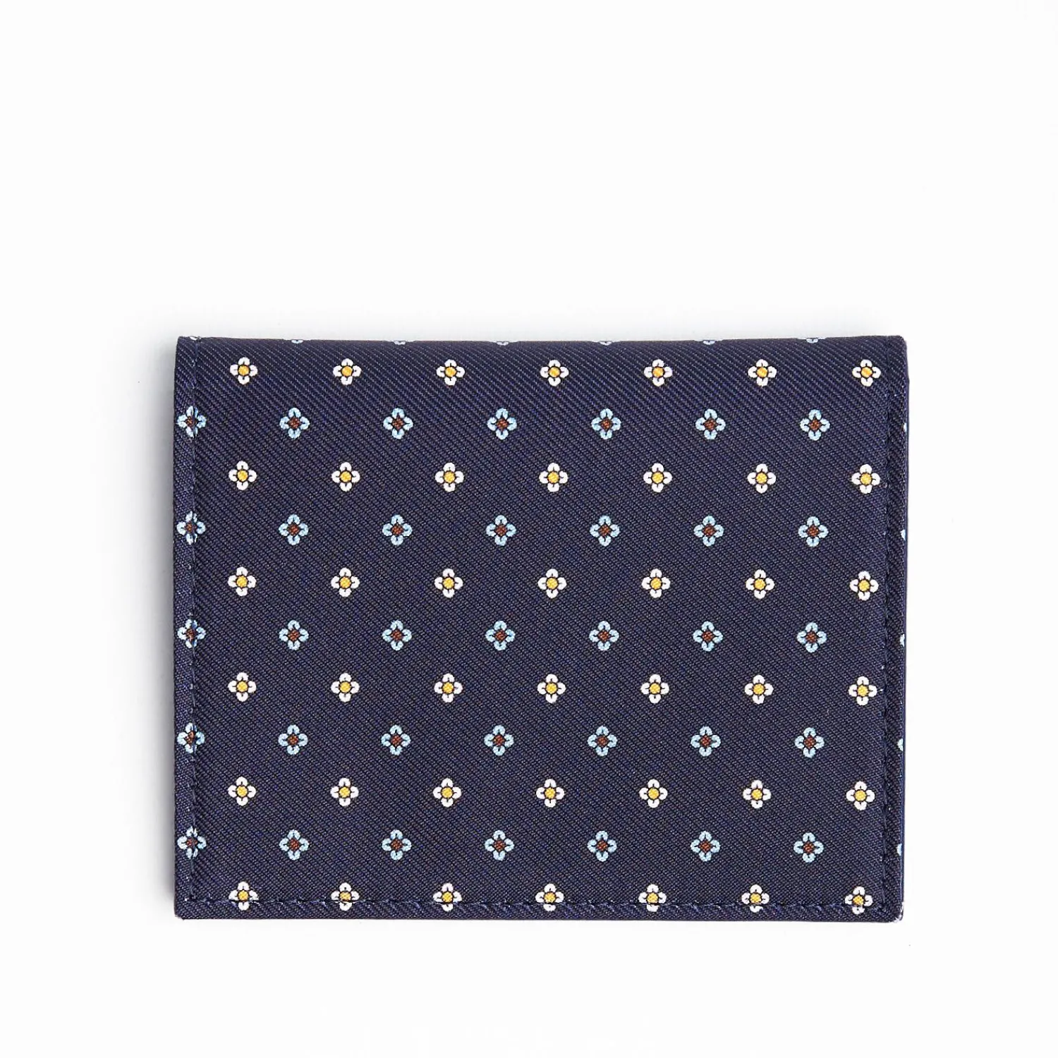 Dark Blue Silk And Leather Folding Card Holder - 10 Compartments>E.Marinella Cheap