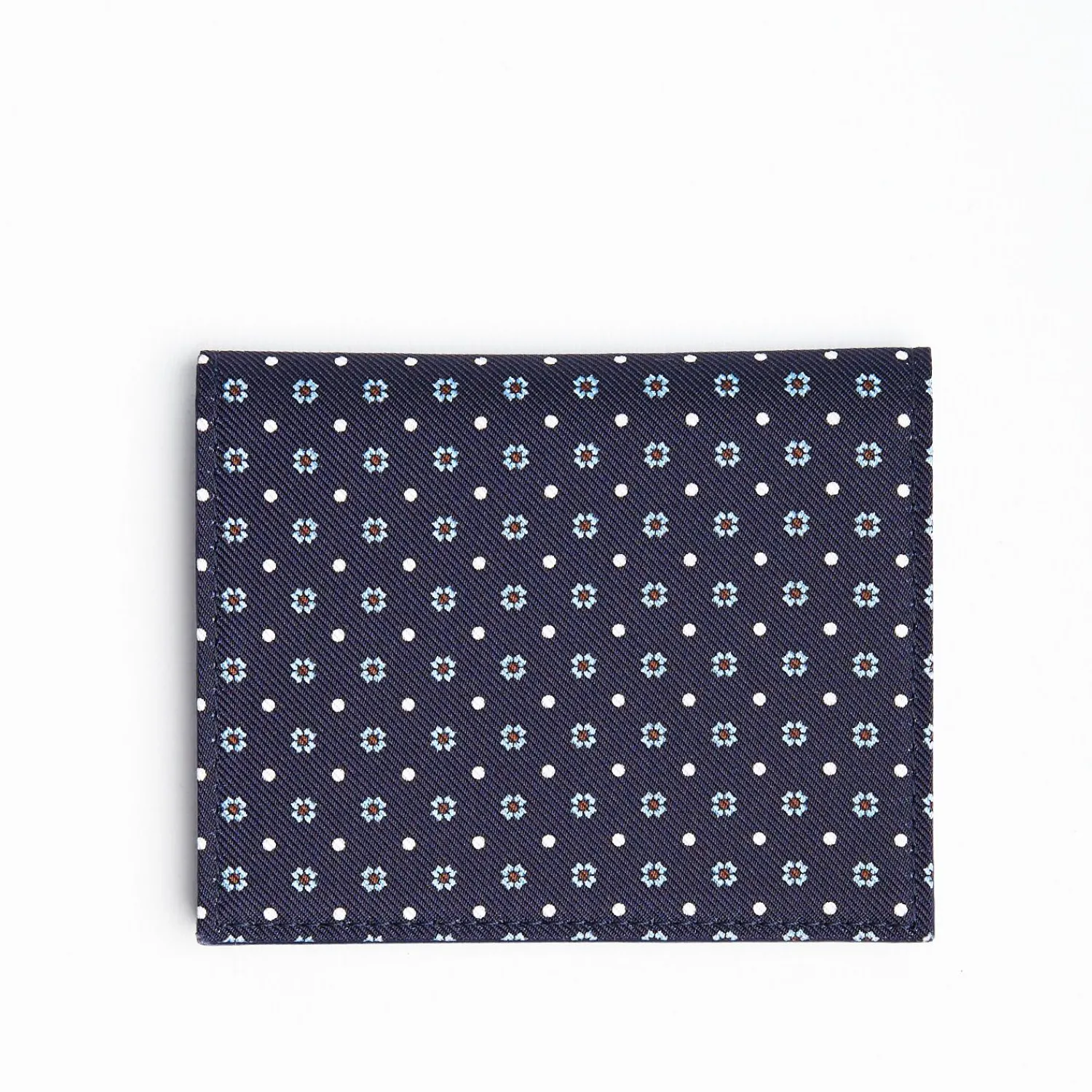 Dark Blue Silk And Leather Folding Card Holder - 10 Compartments>E.Marinella New