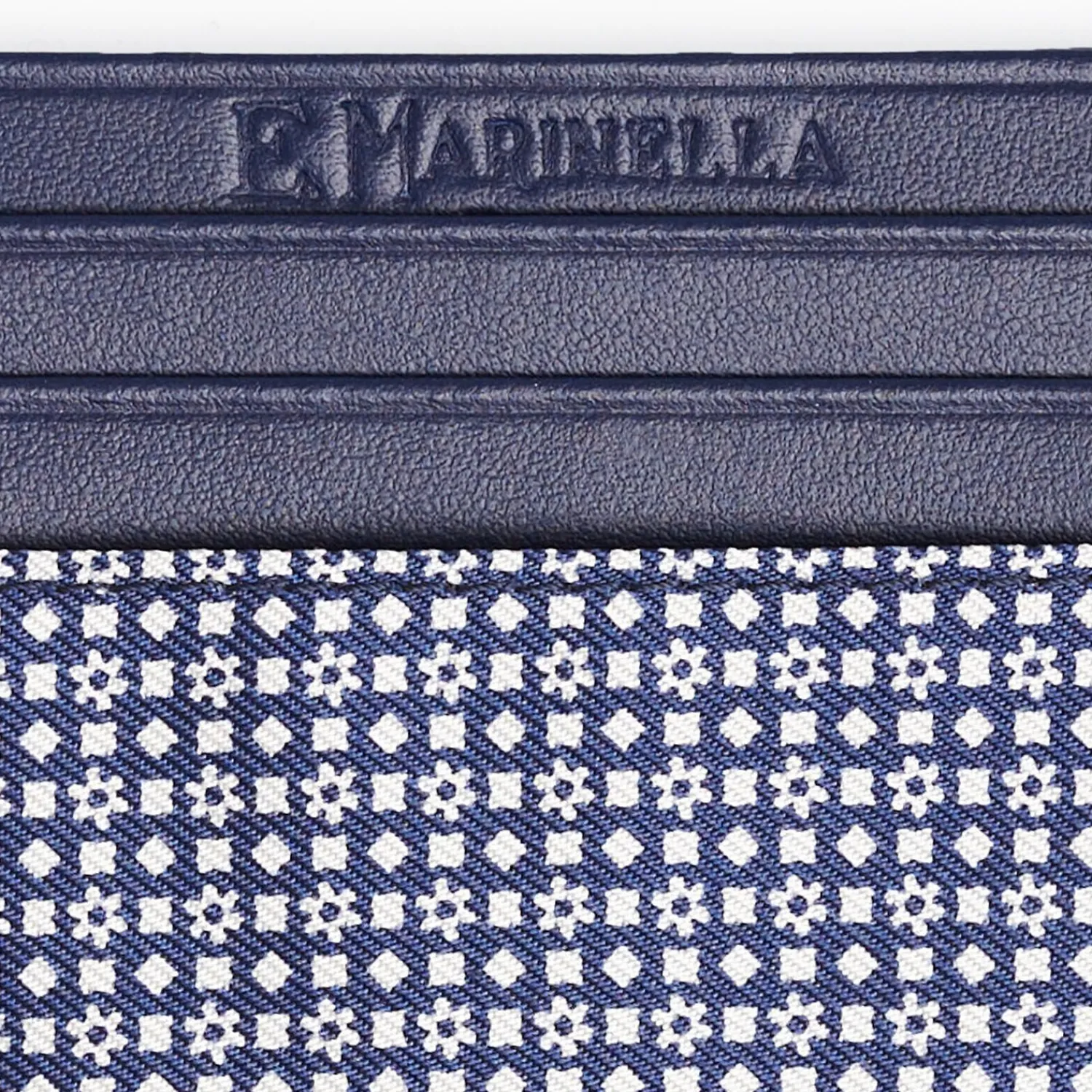 Dark Blue Silk And Leather Credit Card Holder - 5 Compartments>E.Marinella Sale