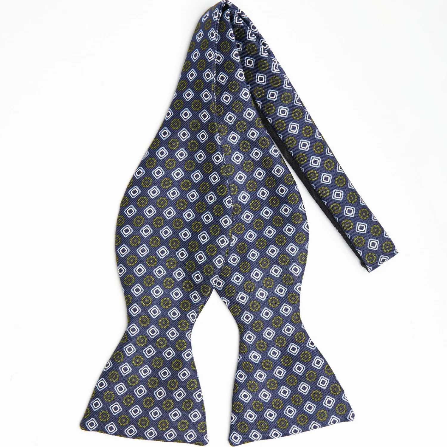 Dark Blue Silk Bowtie To Self-Tie - Small Flower Pattern>E.Marinella Shop