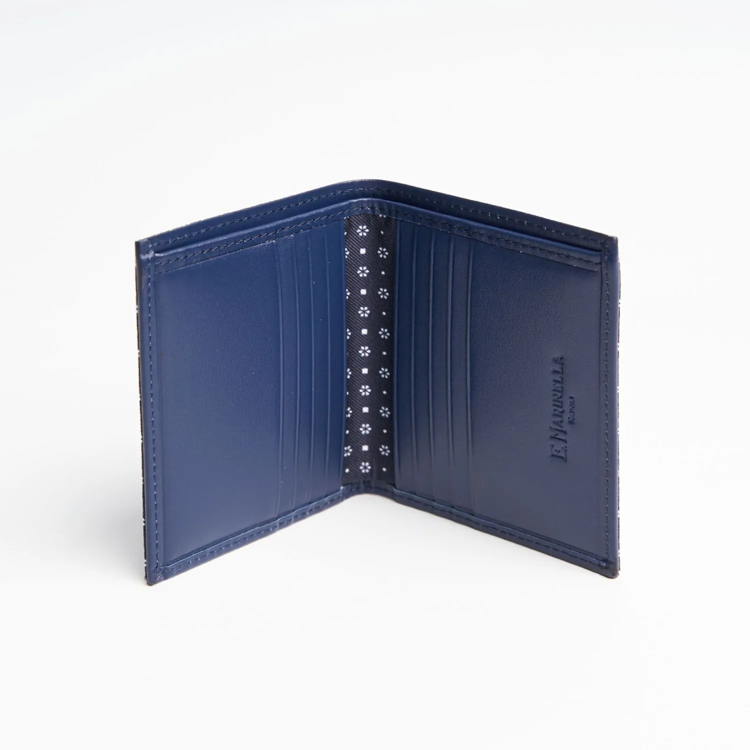Dark Blue Small Wallet In Silk And Leather>E.Marinella Clearance