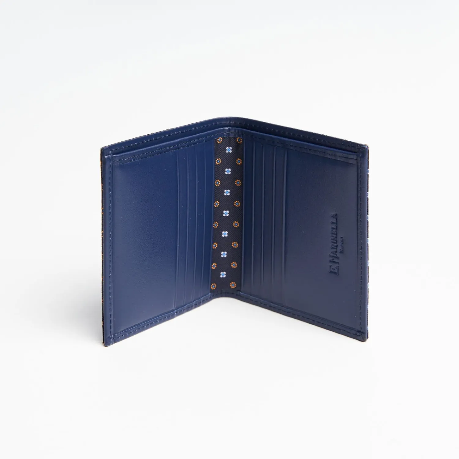 Dark Blue Small Wallet In Silk And Leather>E.Marinella Fashion