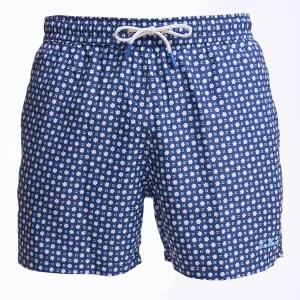 Dark Blue Swim Short - Large Flower Pattern>E.Marinella Flash Sale