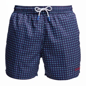 Dark Blue Swim Short - Small Flower Pattern>E.Marinella Shop