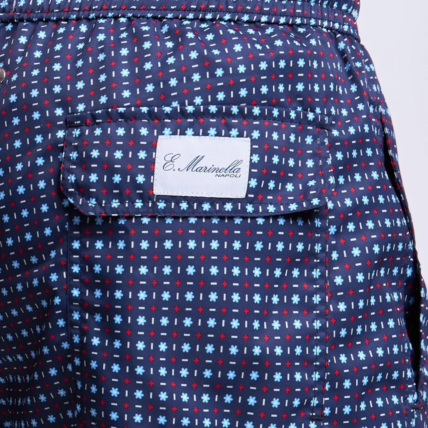 Dark Blue Swim Short - Small Flower Pattern>E.Marinella Shop