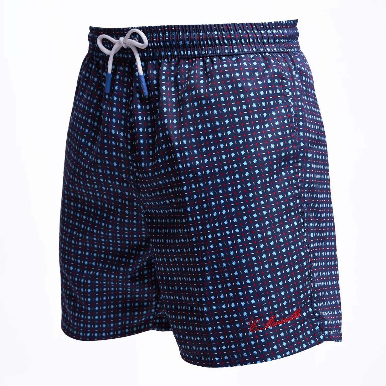 Dark Blue Swim Short - Small Flower Pattern>E.Marinella Shop