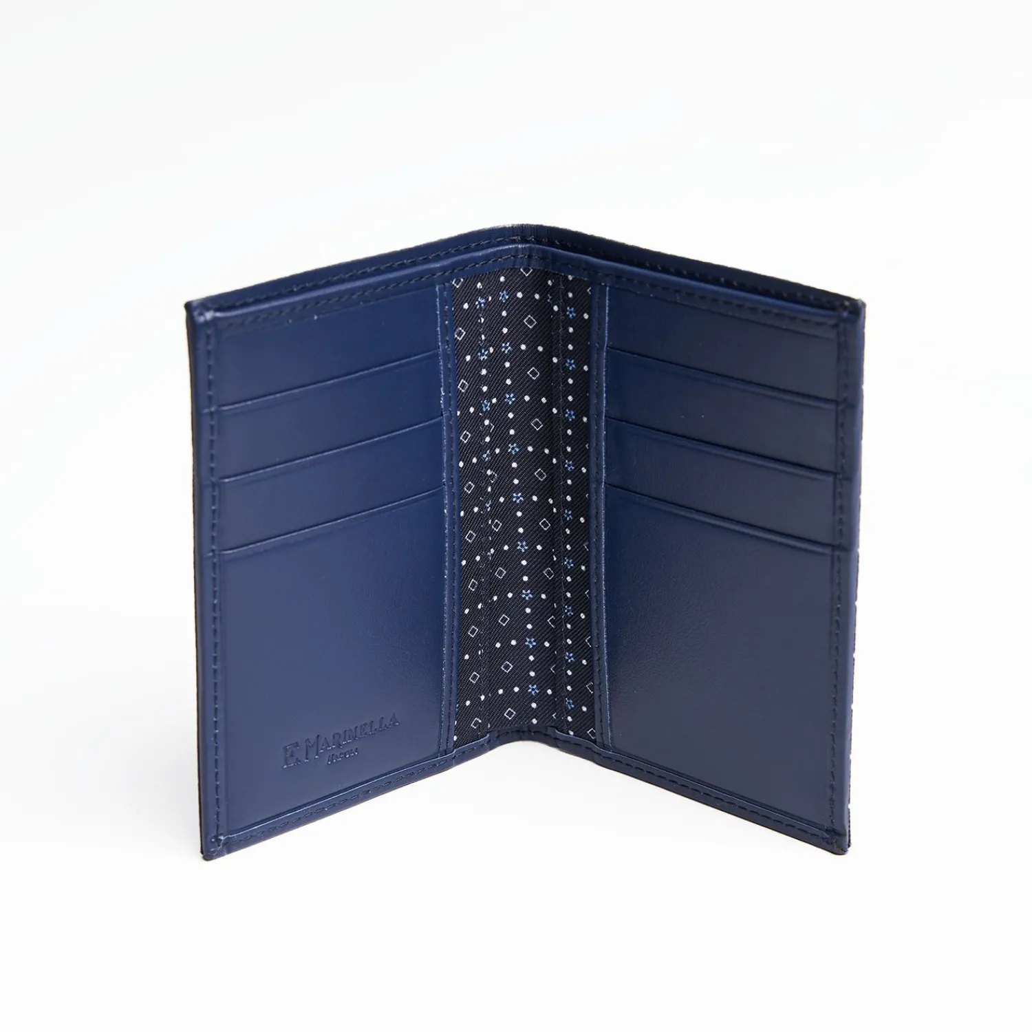 Dark Blue Vertical Wallet In Silk And Leather>E.Marinella Cheap