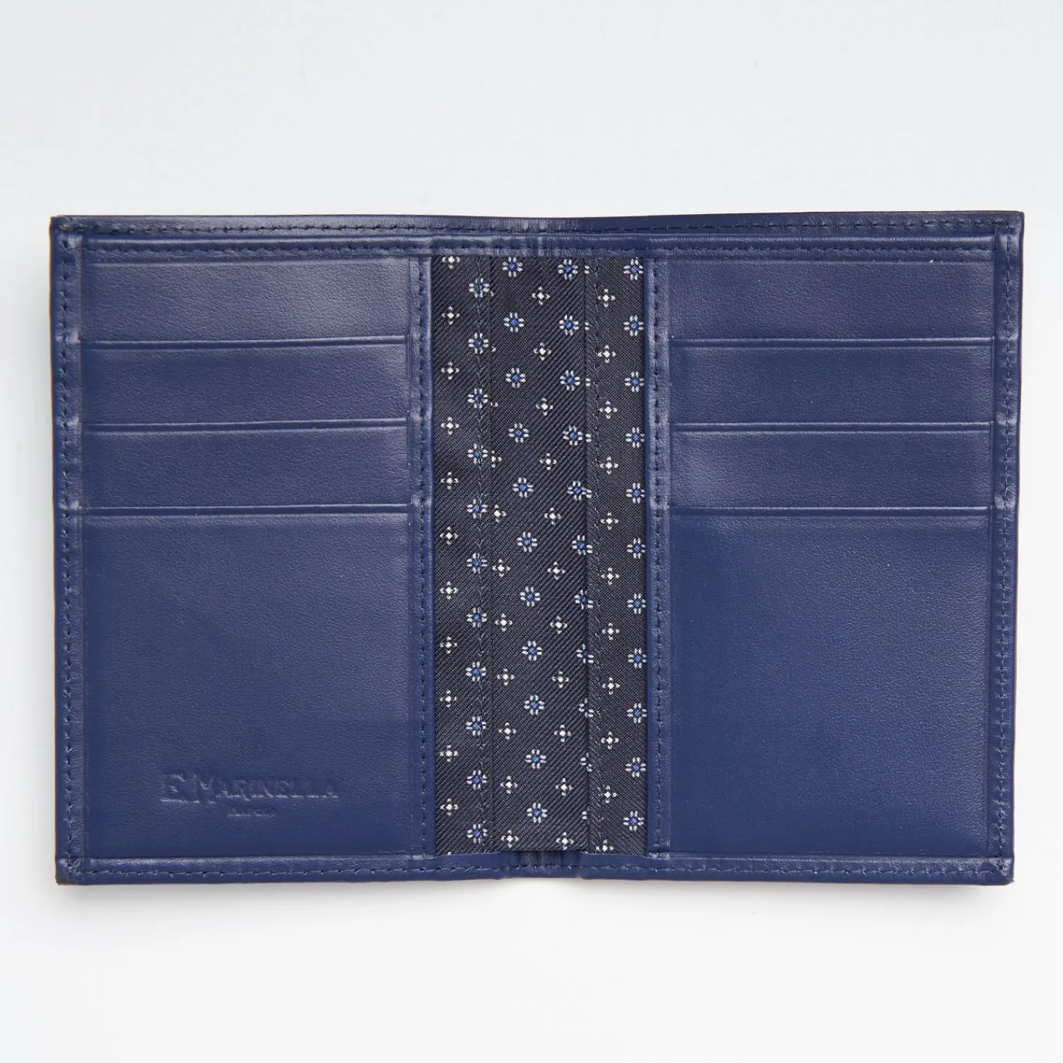 Dark Blue Vertical Wallet In Silk And Leather>E.Marinella Store