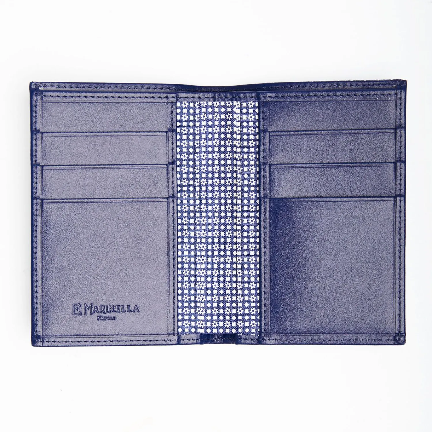 Dark Blue Vertical Wallet In Silk And Leather>E.Marinella Hot