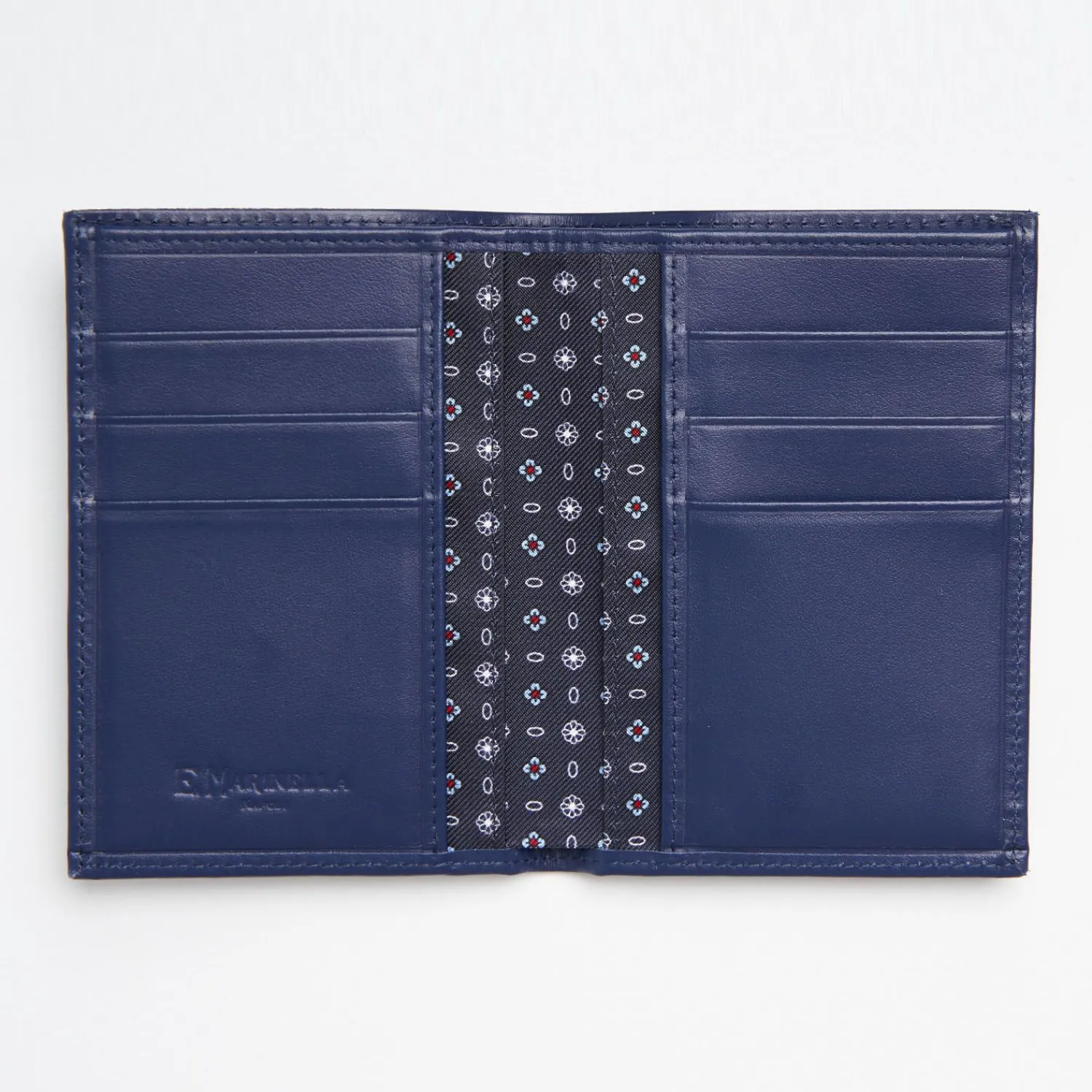Dark Blue Vertical Wallet In Silk And Leather>E.Marinella Clearance