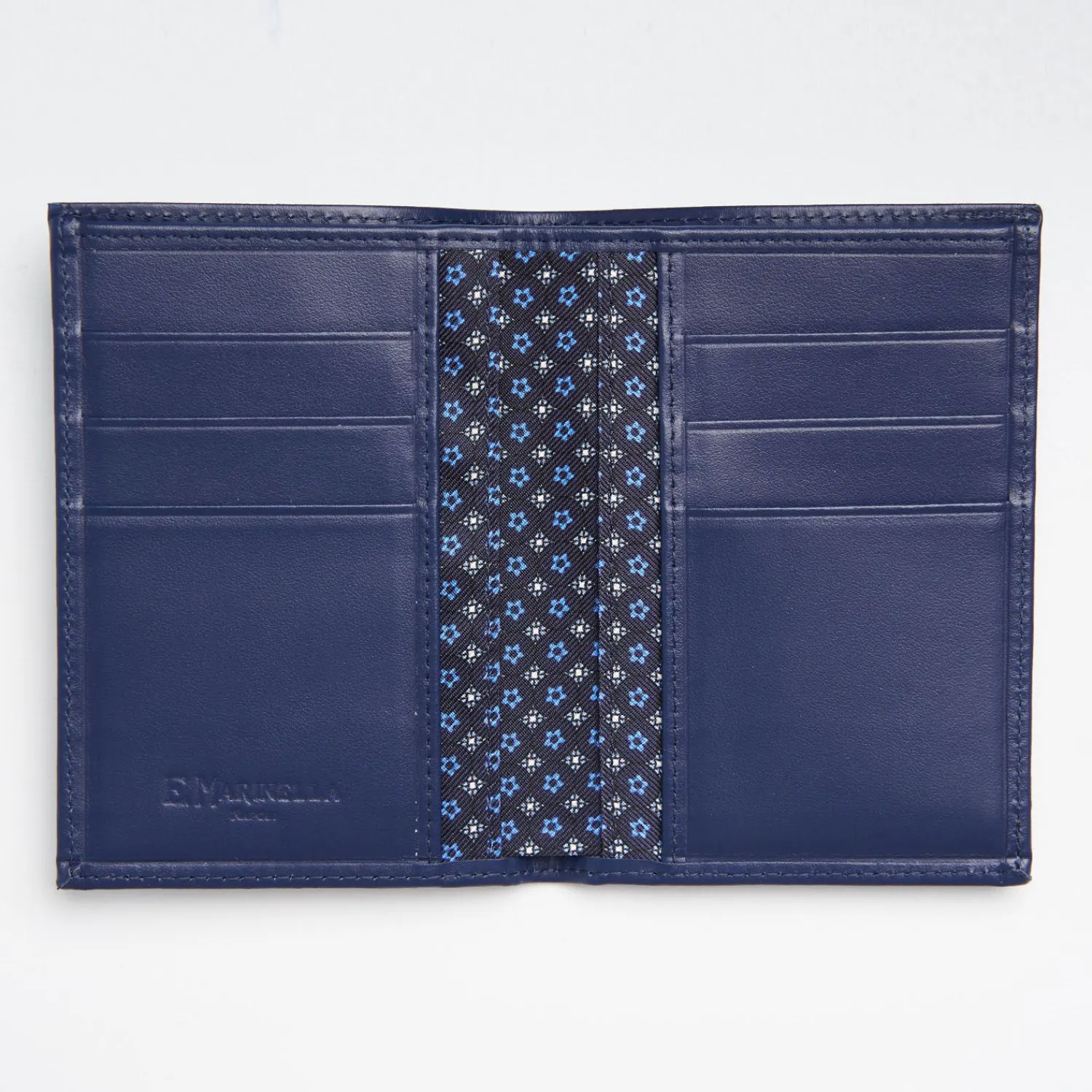 Dark Blue Vertical Wallet In Silk And Leather>E.Marinella Clearance