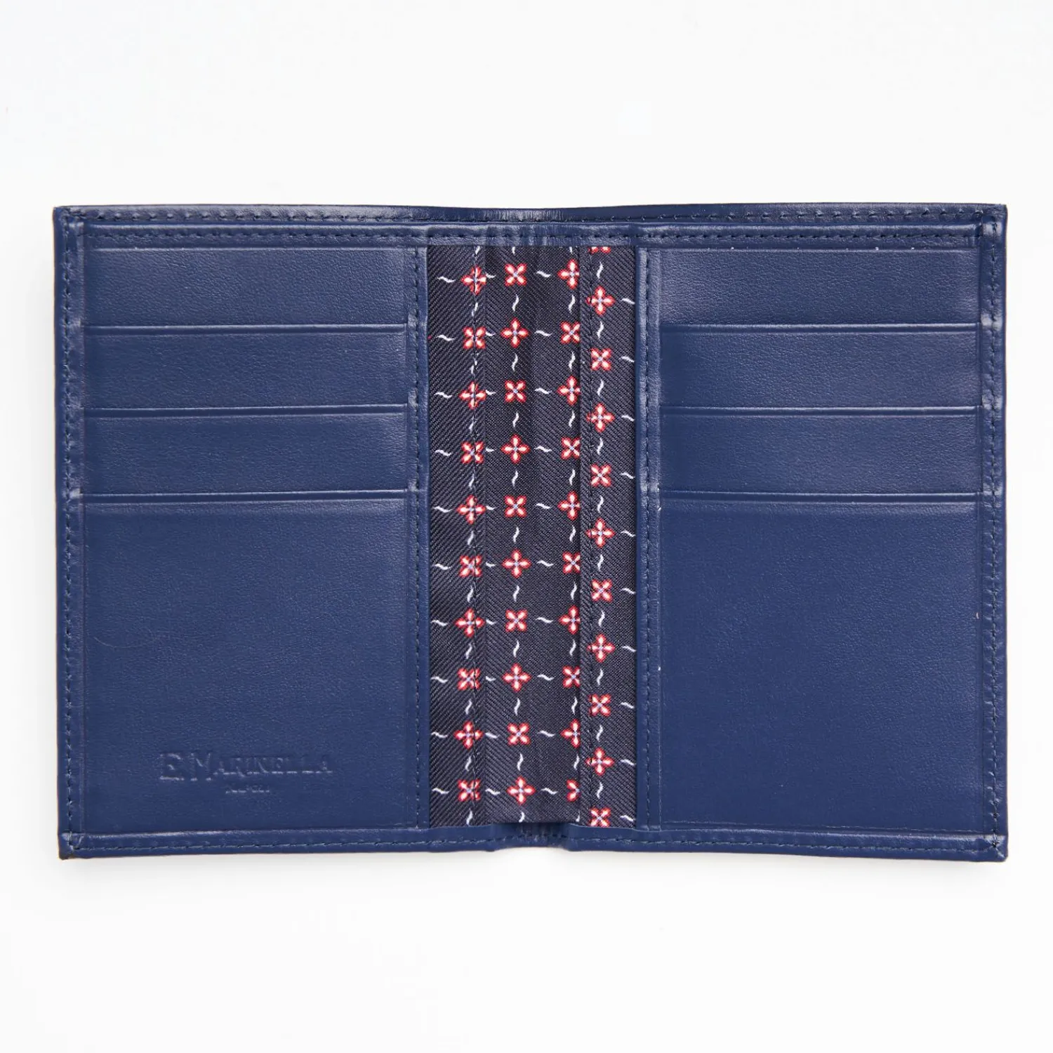 Dark Blue Vertical Wallet In Silk And Leather>E.Marinella Best