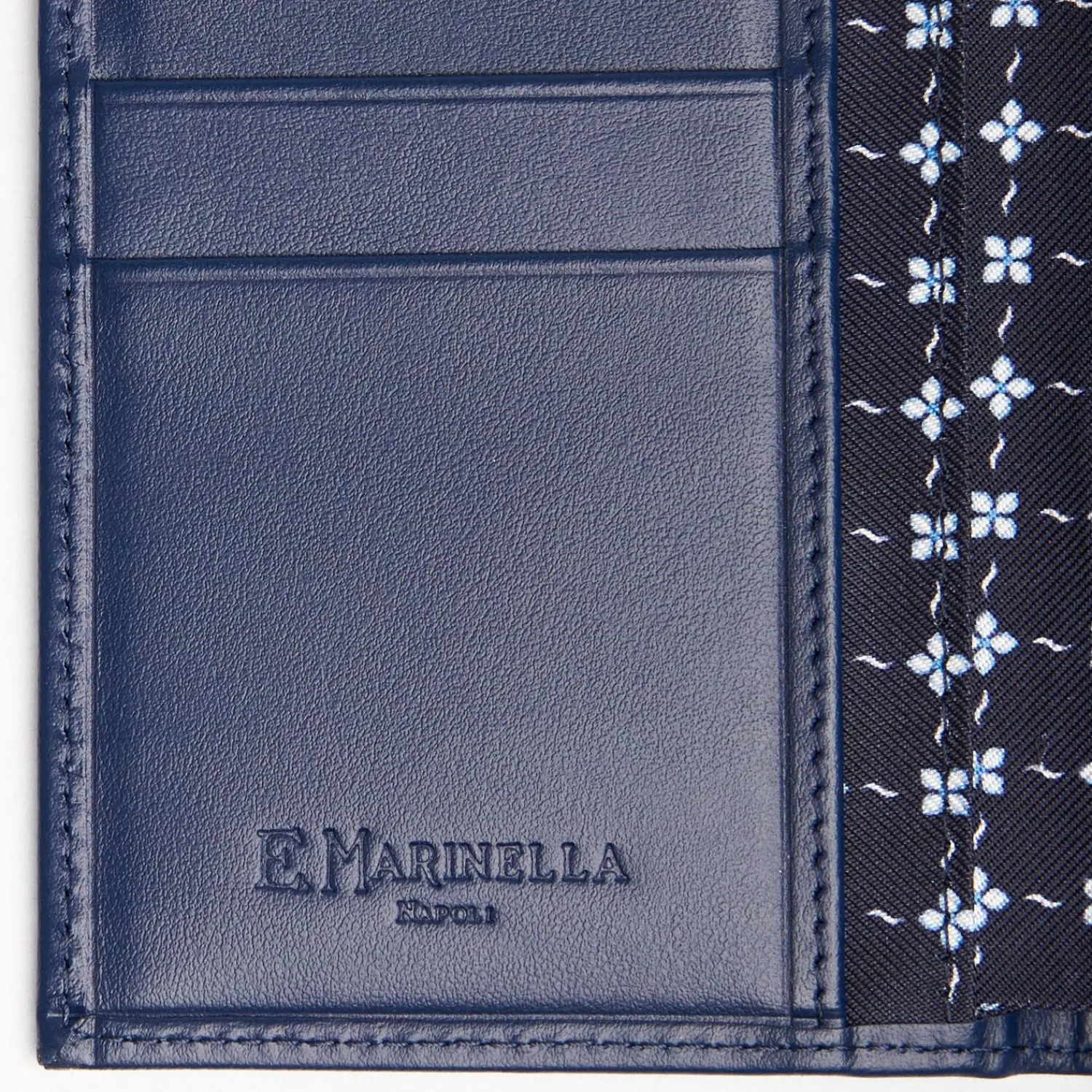 Dark Blue Vertical Wallet In Silk And Leather>E.Marinella Store