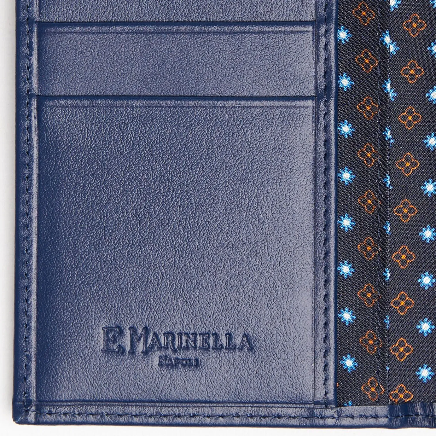 Dark Blue Vertical Wallet In Silk And Leather>E.Marinella Hot