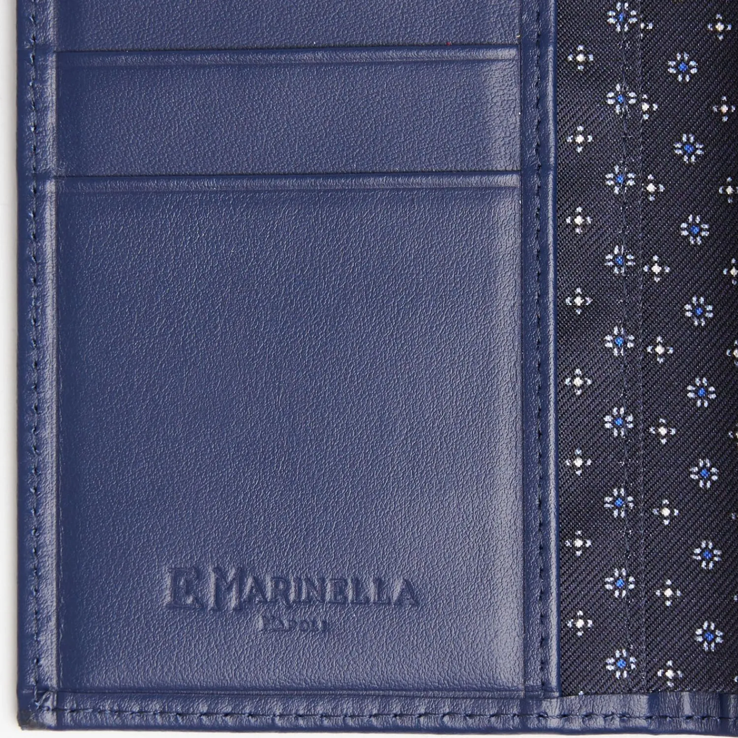 Dark Blue Vertical Wallet In Silk And Leather>E.Marinella Store