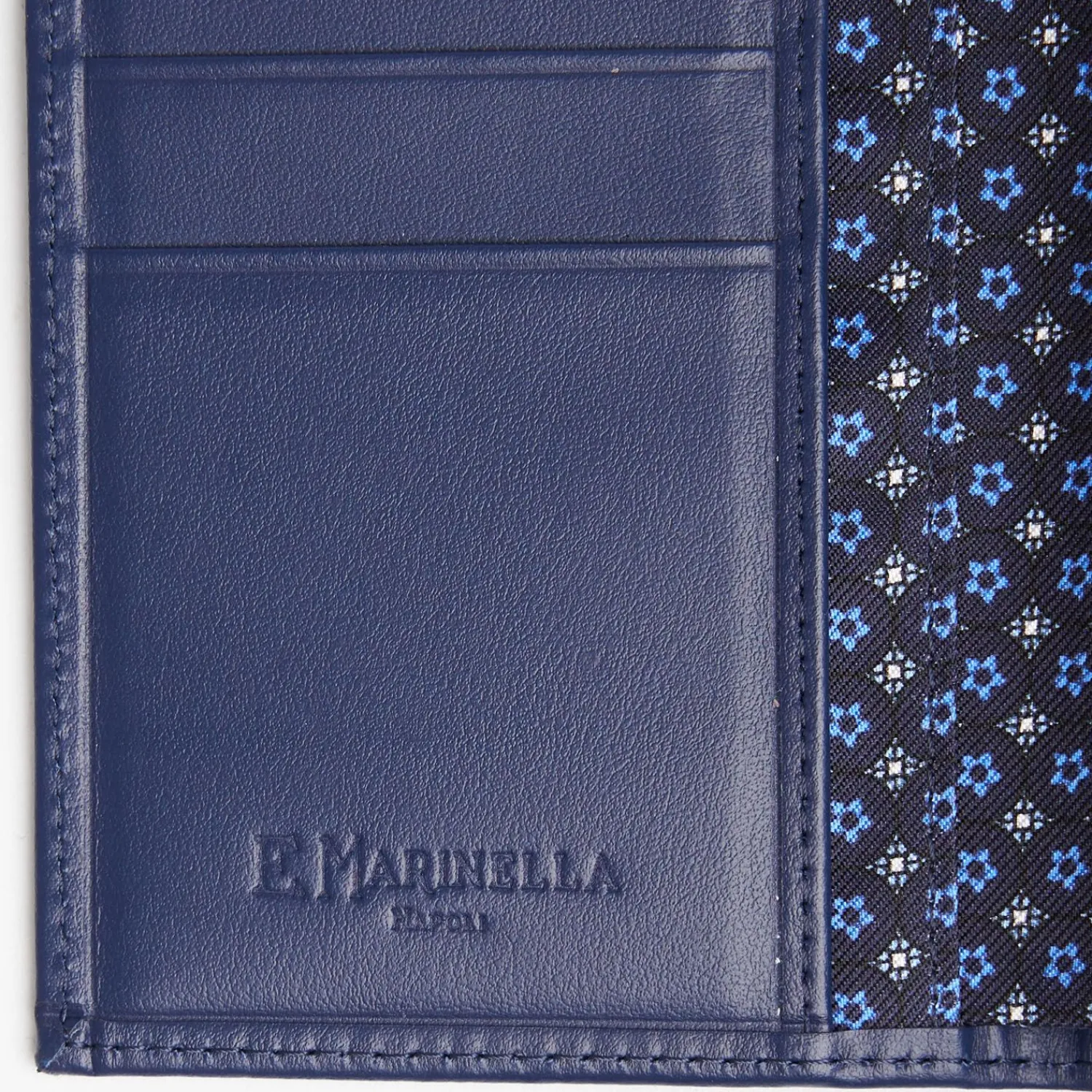 Dark Blue Vertical Wallet In Silk And Leather>E.Marinella Clearance